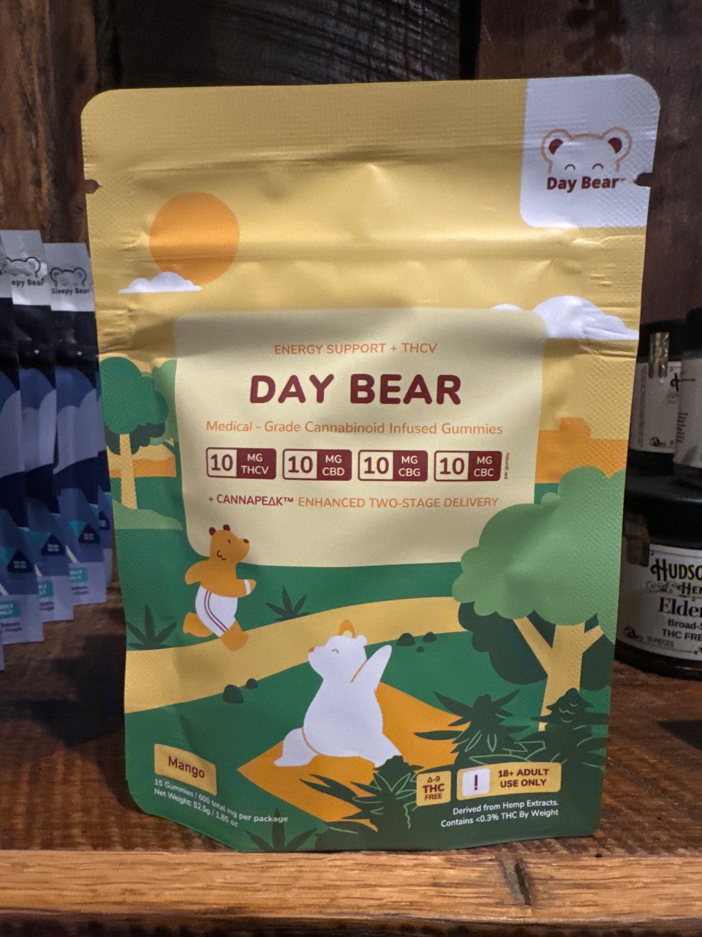 Package of Day Bear medicated gummies on display.